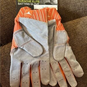 Nike Huarache Elite Batting Gloves - Orange and White